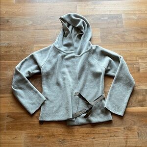 Gray Hooded Wrap Jacket by Henriette Steffensen